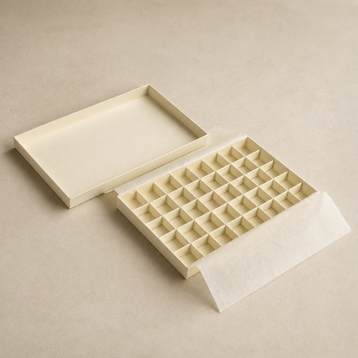 Premium Lid and Base Box for Chocolate Packaging with Paper Divider