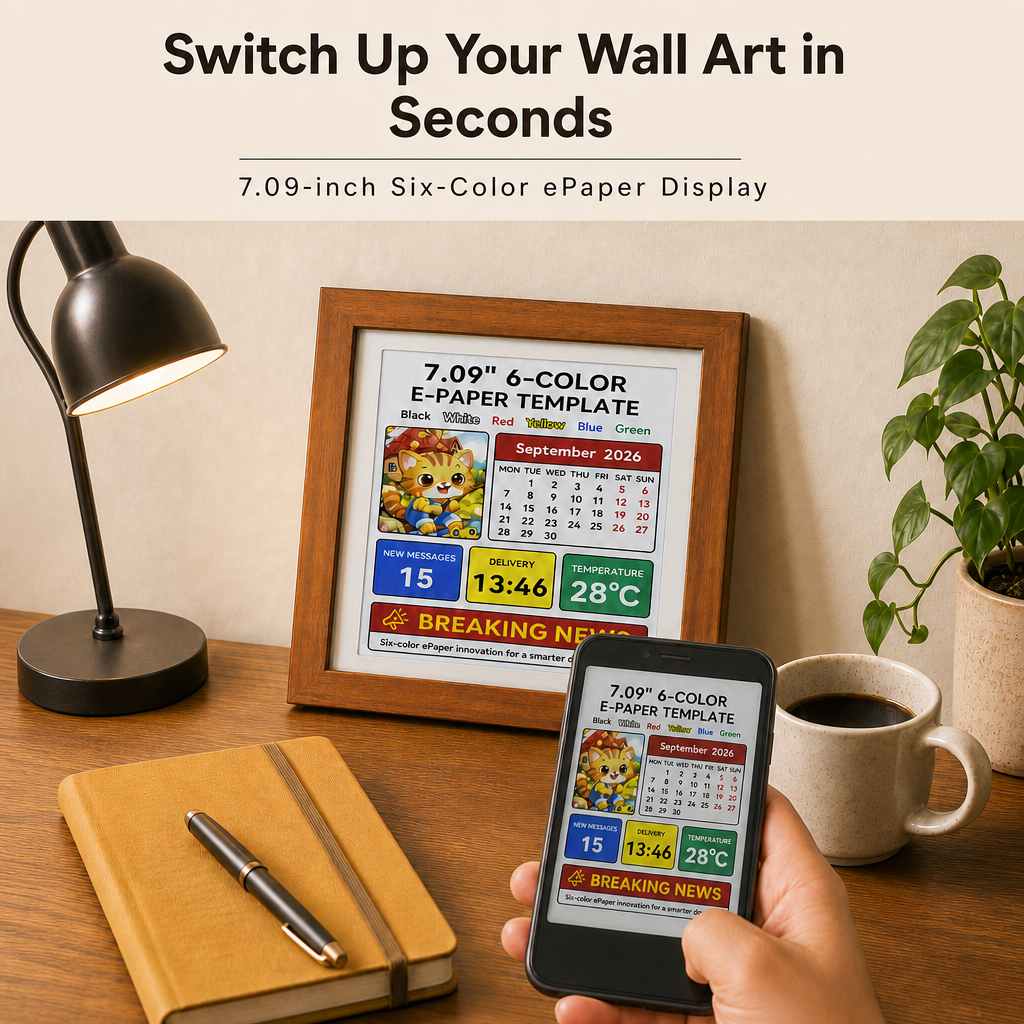 7.09-Inch High-Resolution 6-Color E-Paper Photo Frame