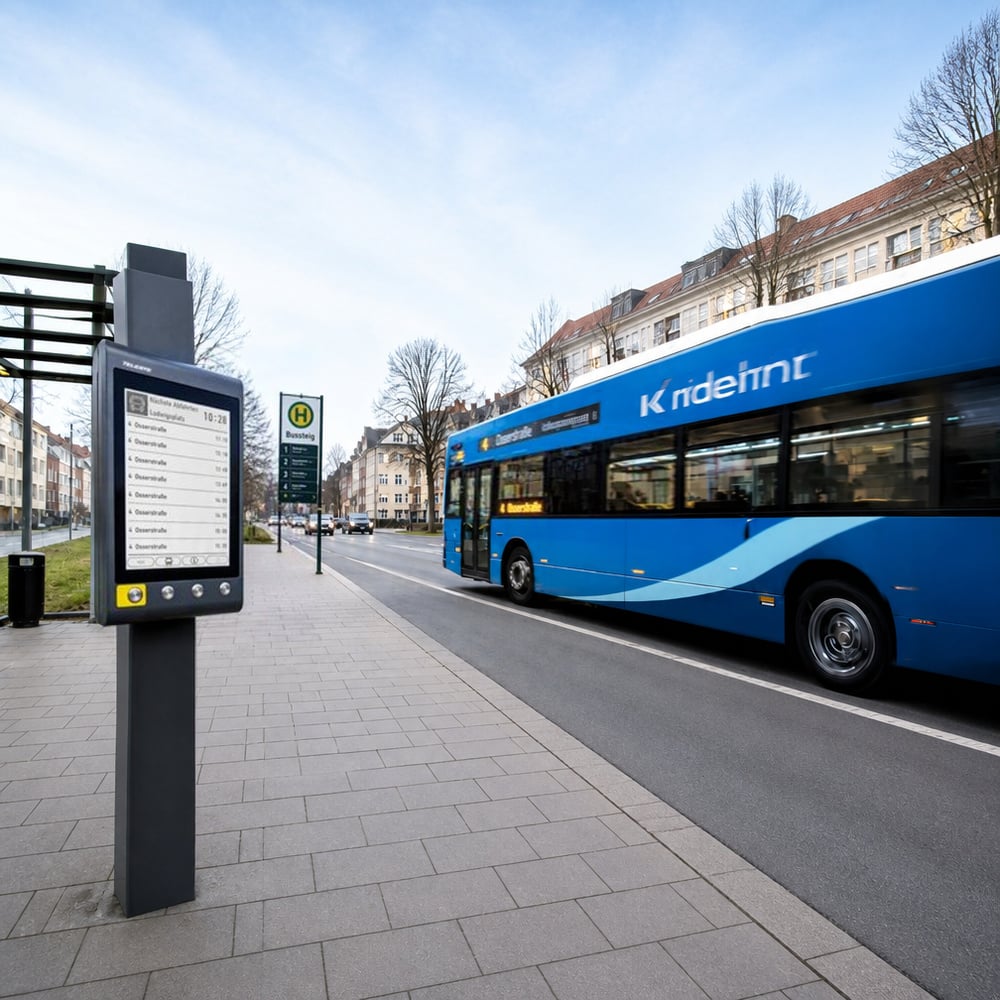 With 50 per cent lower power consumption and a battery life of up to 10 years, Teleste’s e-paper is revolutionising bus passenger information displays