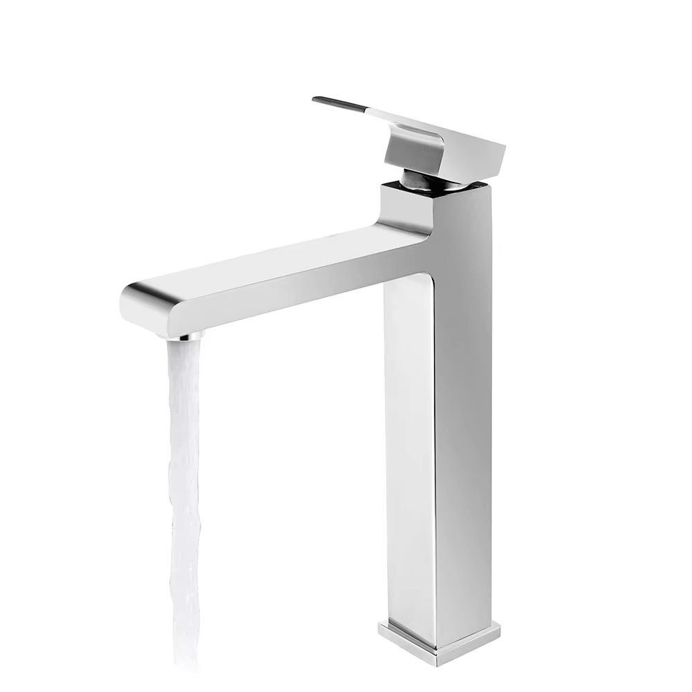 Single hole modern bathroom square brass waterfall basin mixer faucet