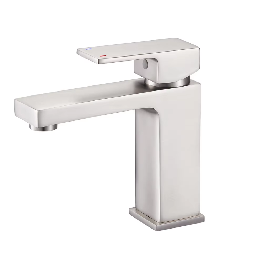 Water faucet brass single hole basin faucet bathroom faucet brushed nickel square tap