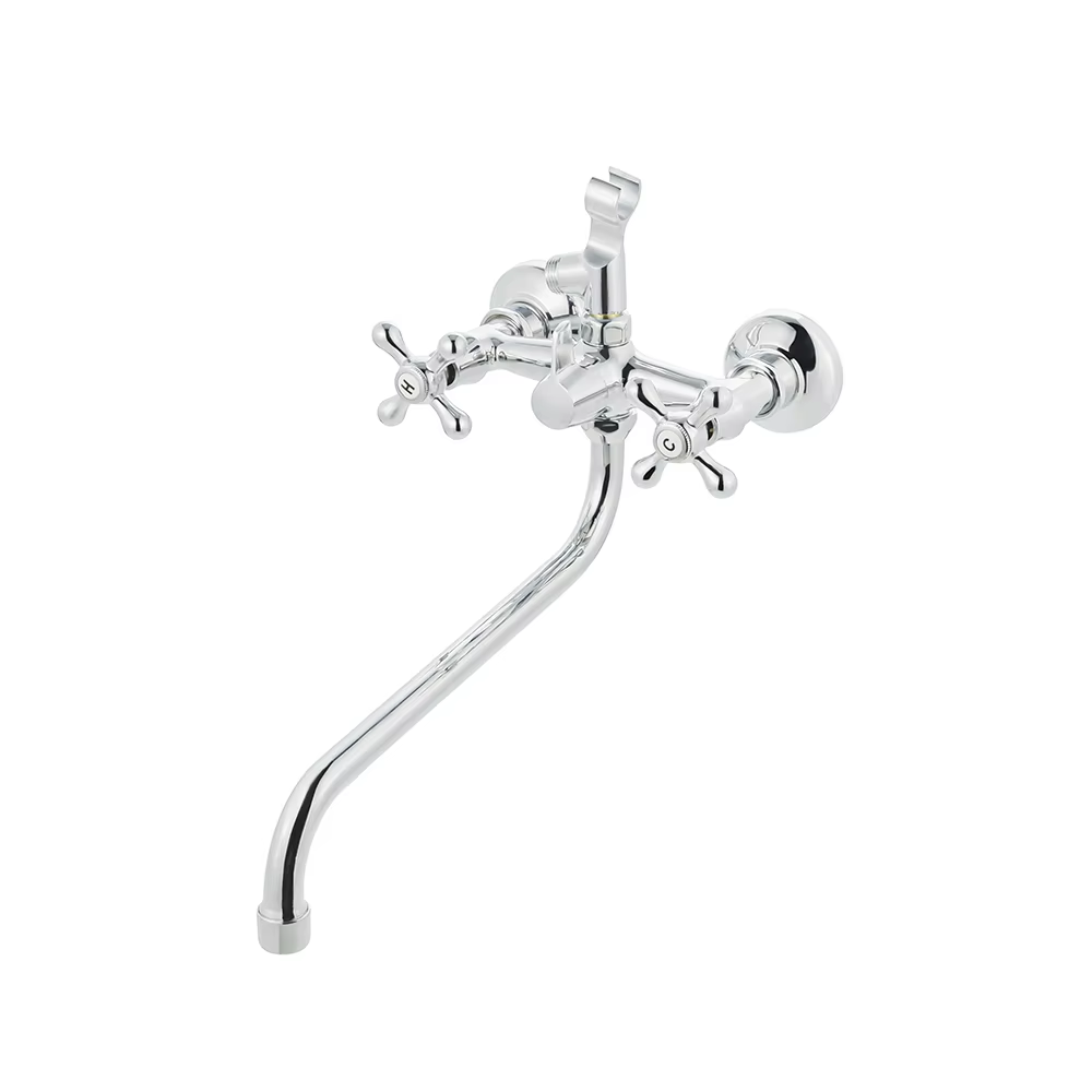 Hot selling building materials bathroom faucet hot and cold zinc wall mounted mixer bath faucet factory supply