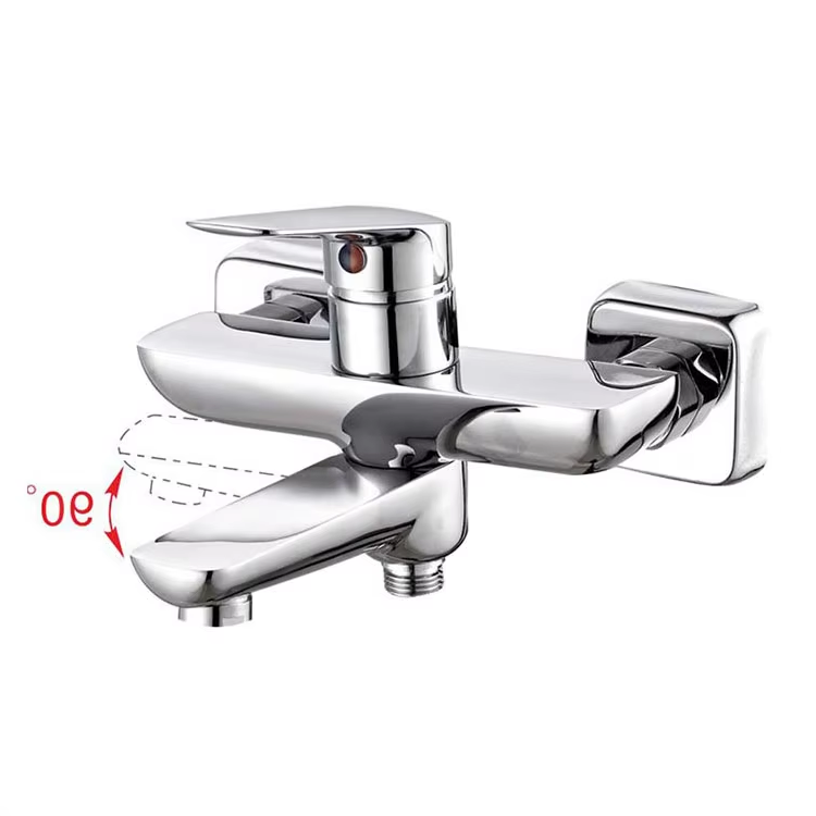 Widespread bathroom wall mounted white single handle shower faucet