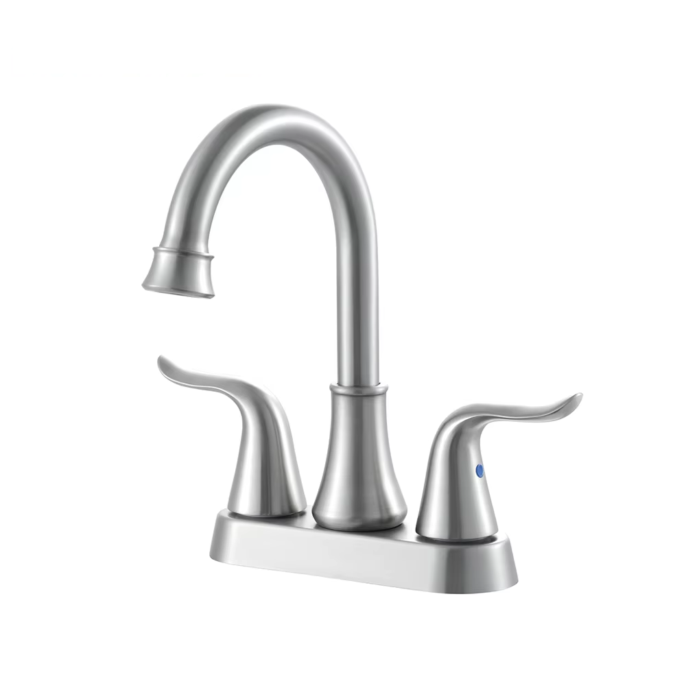 Swan design 4 inch two handle zinc faucet handles brushed nickel bathroom faucet