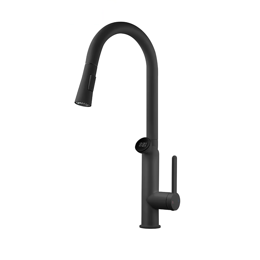 Single Handle Stainless Steel Black Kitchen Faucet Kitchen Sink Faucet with Pull Out Sprayer