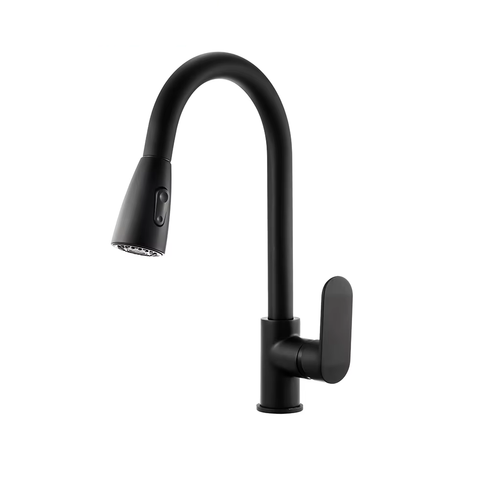 Single Handle Stainless Steel matte Black Kitchen Faucet Kitchen Sink Faucet with Pull Out Sprayer