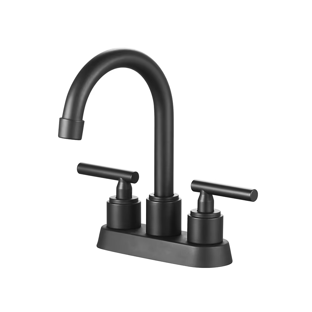 Black waterfall deck mounted bathroom 4 inch center sink faucet simple 3 hole basin faucet