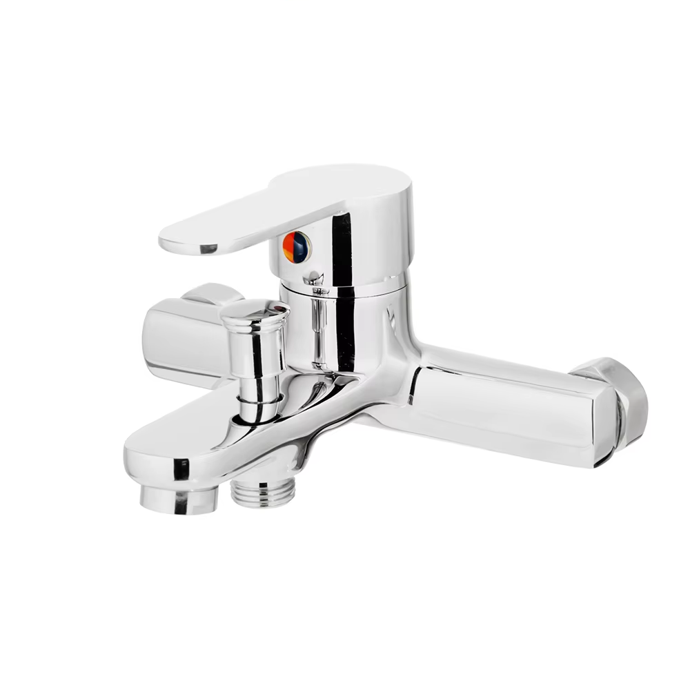 Modern brass body chromed bathroom cold hot water wall mounted shower faucet mixer tap
