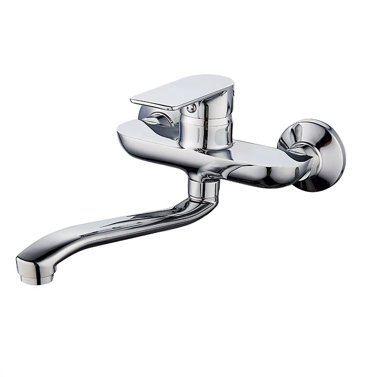 Faucet Factory Direct Swivel Spout Tap Kitchen Faucet Chrome Single Level Wall-mounted Sink Mixer