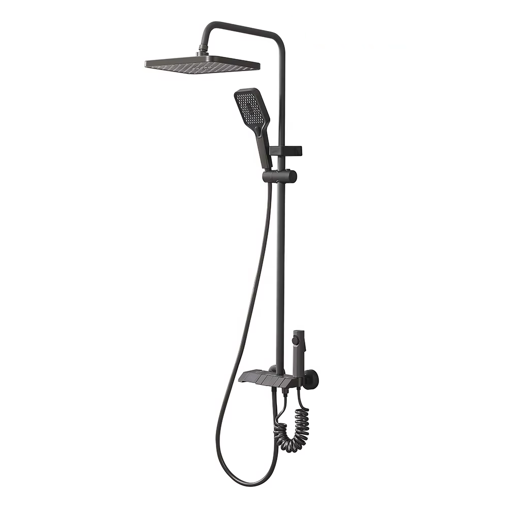 New Design Bathroom Bright Showroom Hot Cold Soft Water Rainfall Mixer Bath & Shower Faucet Set