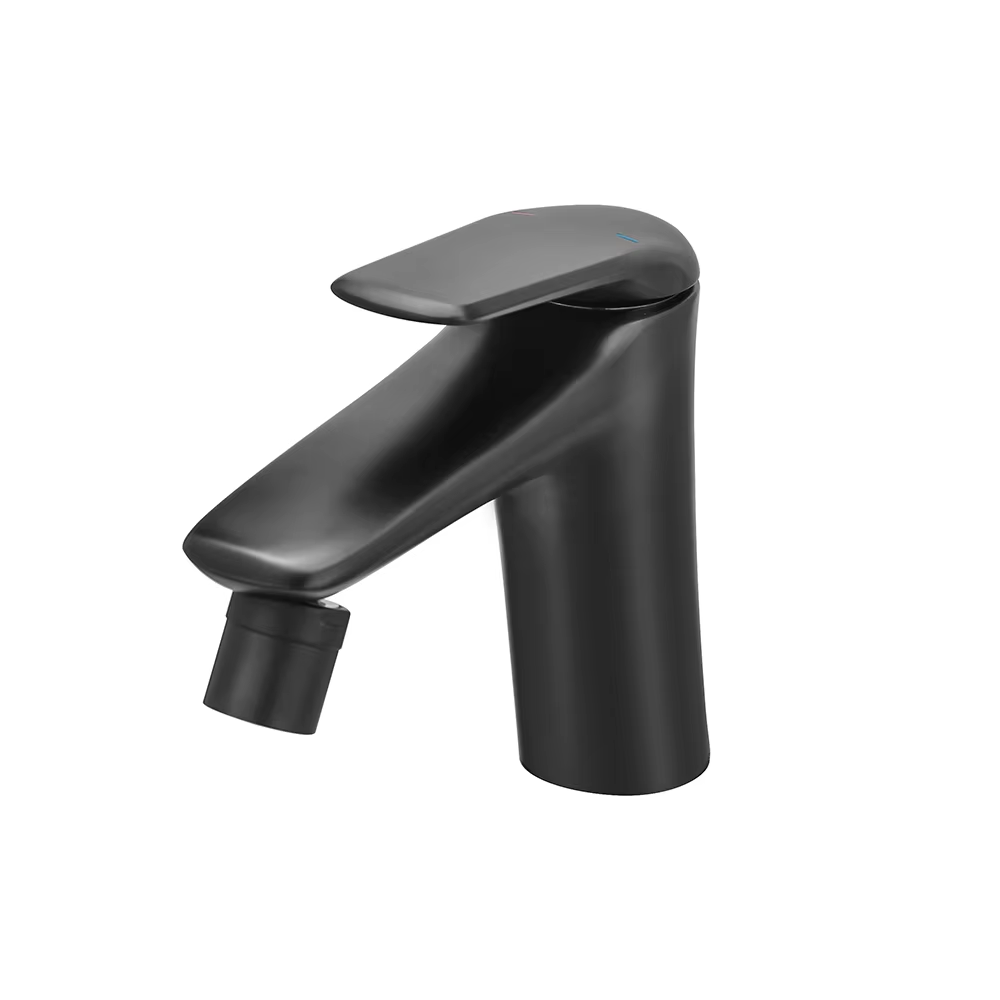 Easy Operate Brass Chrome Hot And Cold Water Single Handle Deck Mounted Black Bidet Faucet Mixer