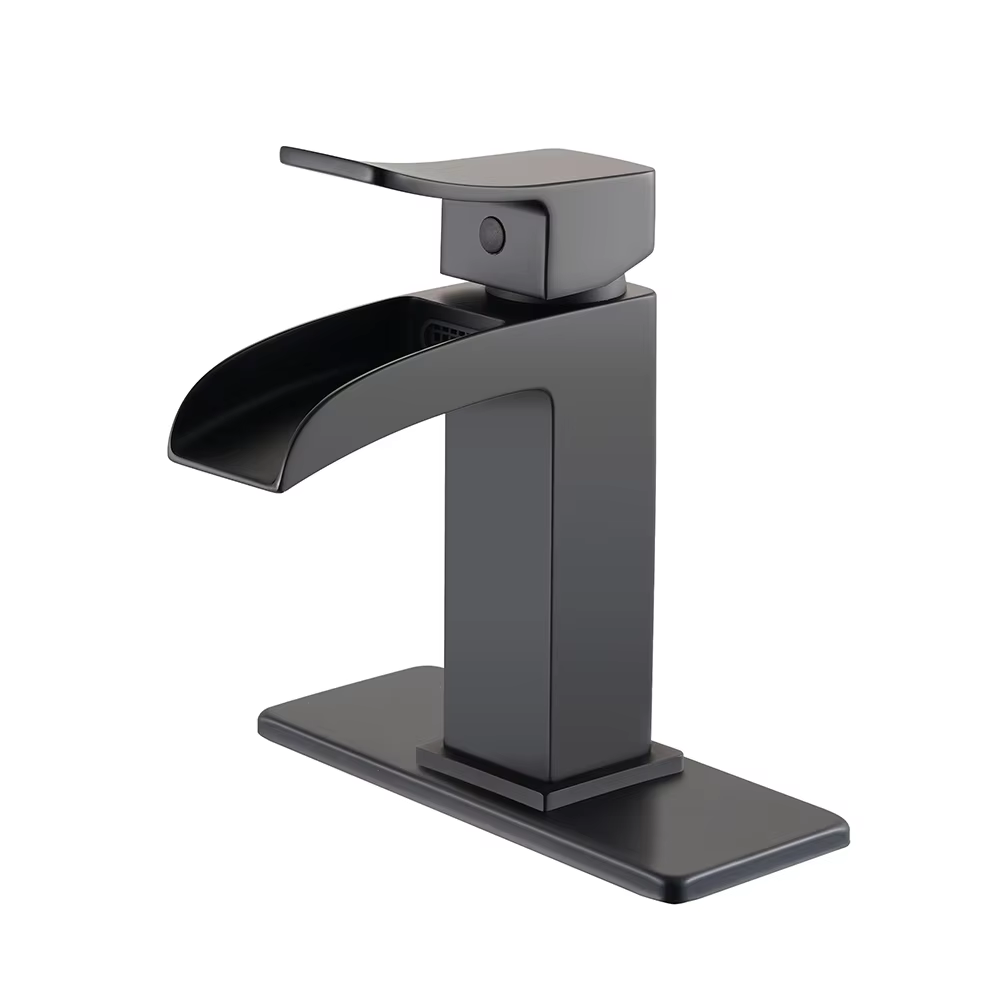Waterfall bathroom faucet lavatory single handle basin faucet brass black faucet