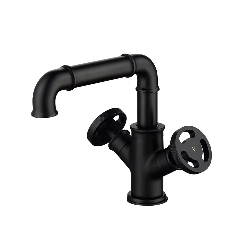صنبور حوض صناعي مثبت على甲 Matte Black خلاط ماء بذراعين مزدوجتين لحوض الحمام