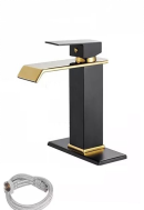 Deck mounted brass brushed black & gold taps waterfall sink basin faucet vanity bathroom faucet