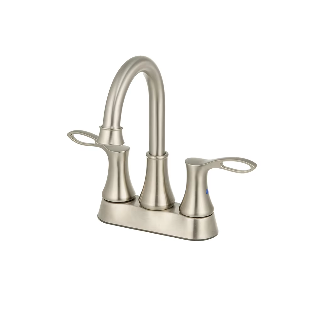 Hot selling waterfall deck mounted bathroom brushed nickel 4 inch center sink faucet simple 3 hole basin faucet