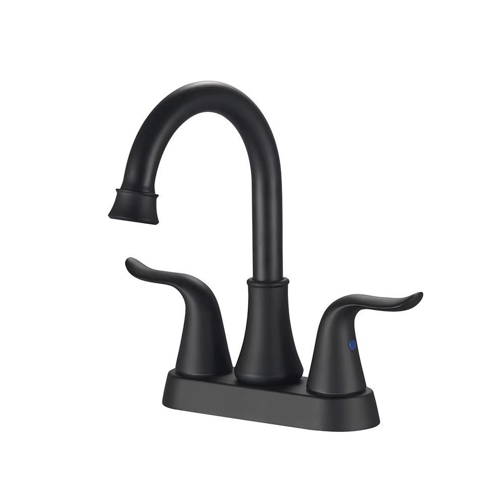Deck mount swan shape 4 inch bathroom basin sink faucet matte black shower faucets set rain