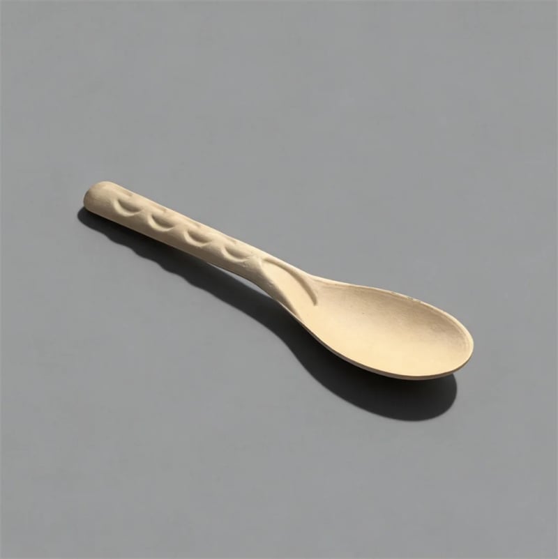 100% Compostable Wet-Pressed Molded Fiber Spoon