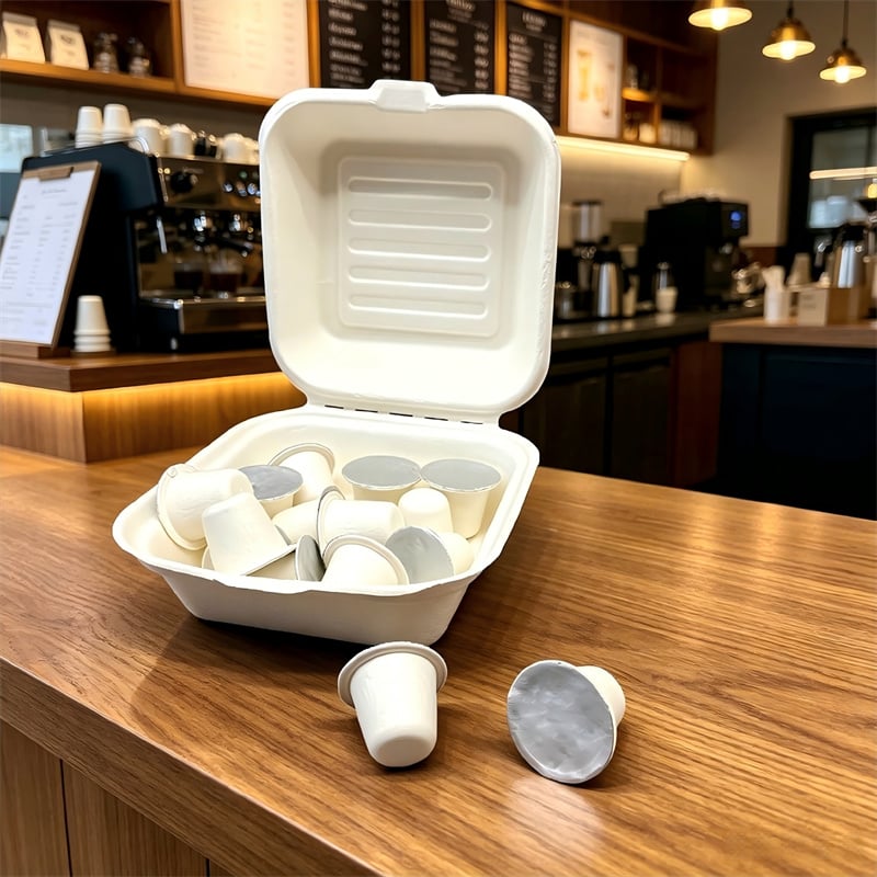 Custom Molded Biodegradable Coffee Box with Compostable Capsules
