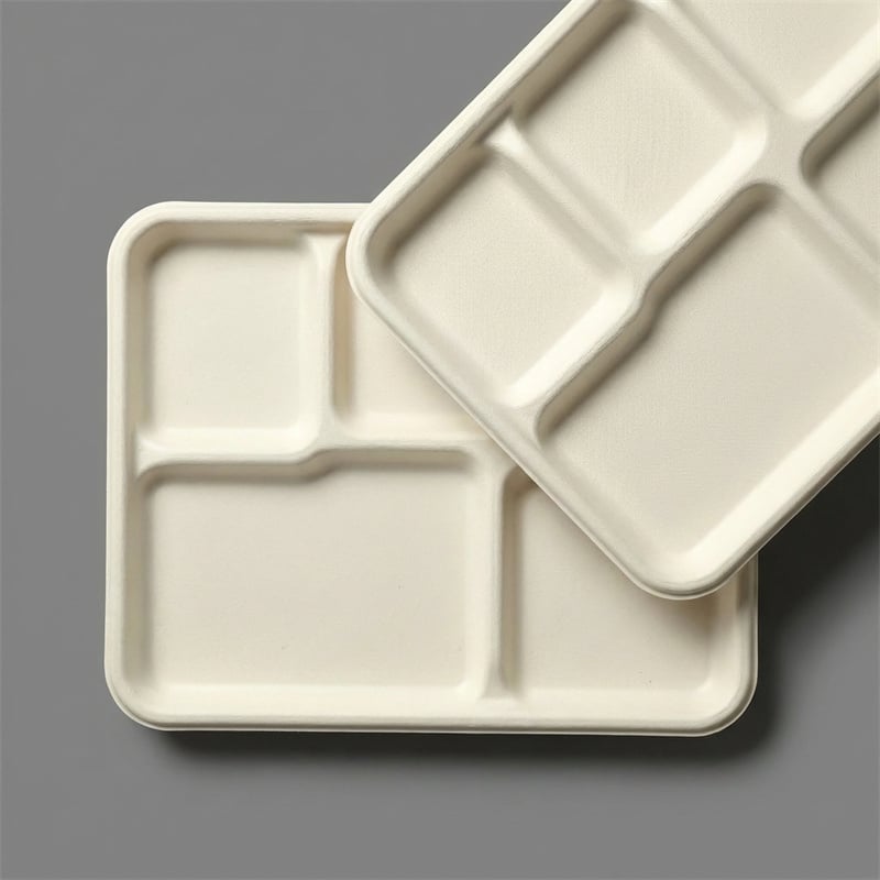 Eco-Friendly Wet-Pressed Paper Pulp 5-Compartment Tray