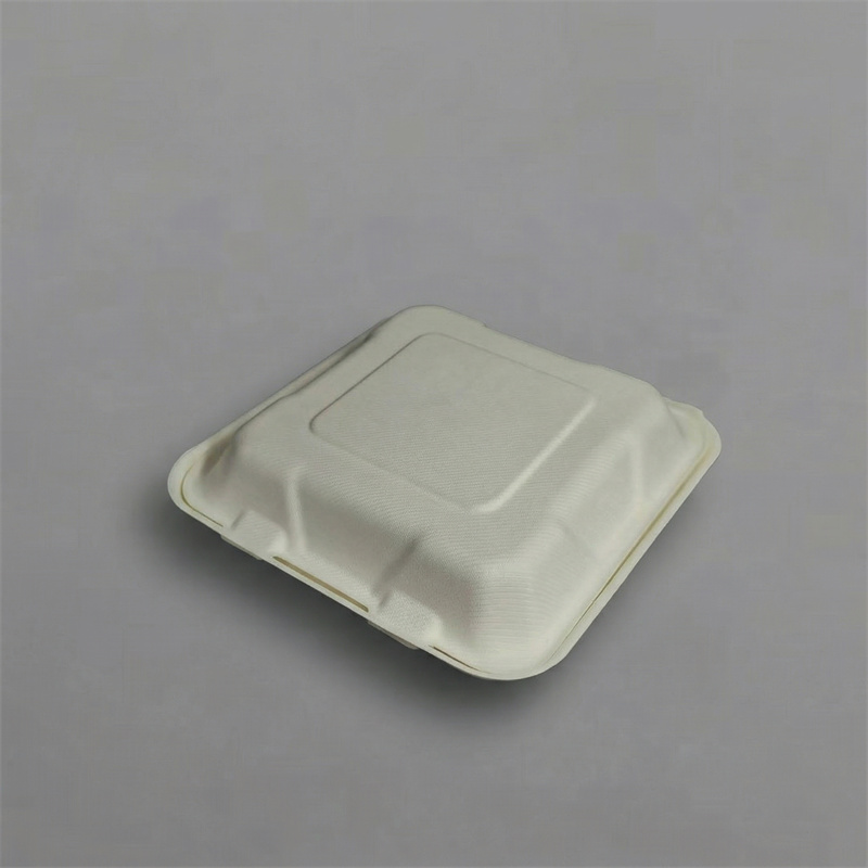 Wet-Pressed Molded Fiber Square Clamshell Container