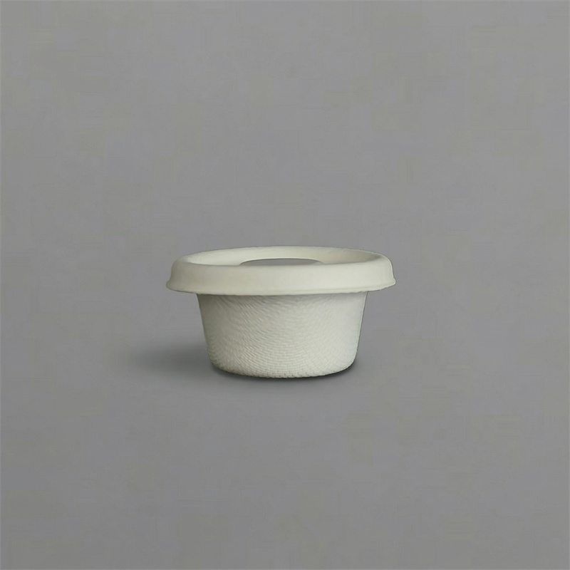 100% Compostable Molded Fiber Sauce Cup & Lid Set