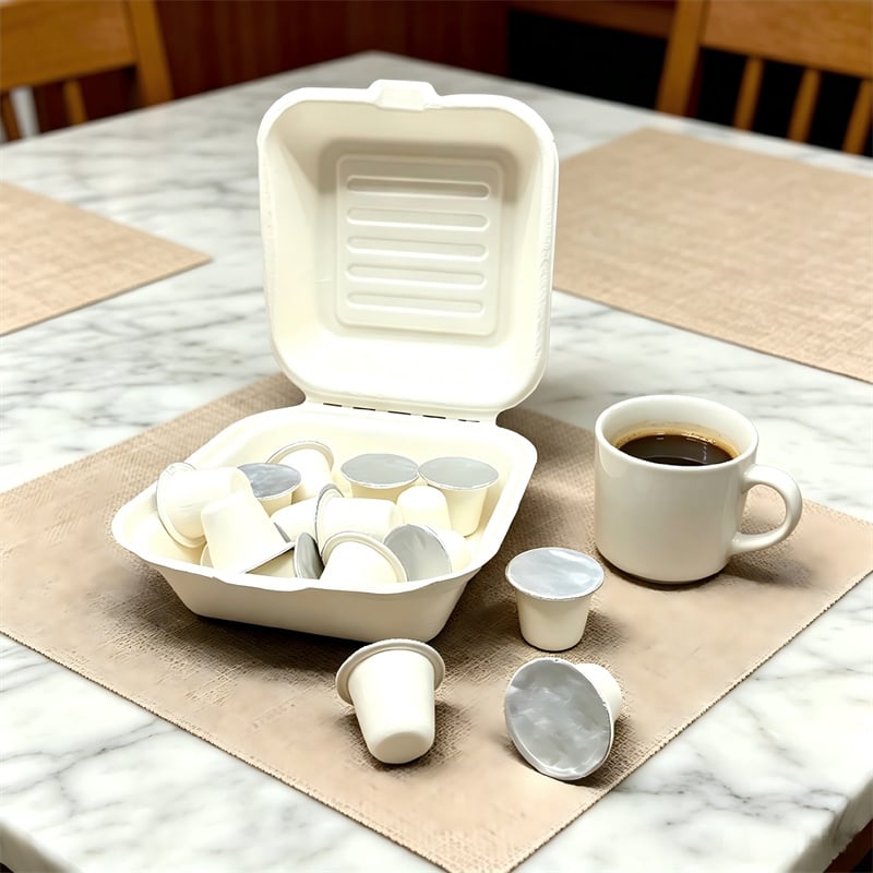 Custom Molded Biodegradable Coffee Box with Compostable Capsules