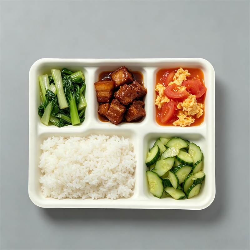 Eco-Friendly Wet-Pressed Paper Pulp 5-Compartment Tray