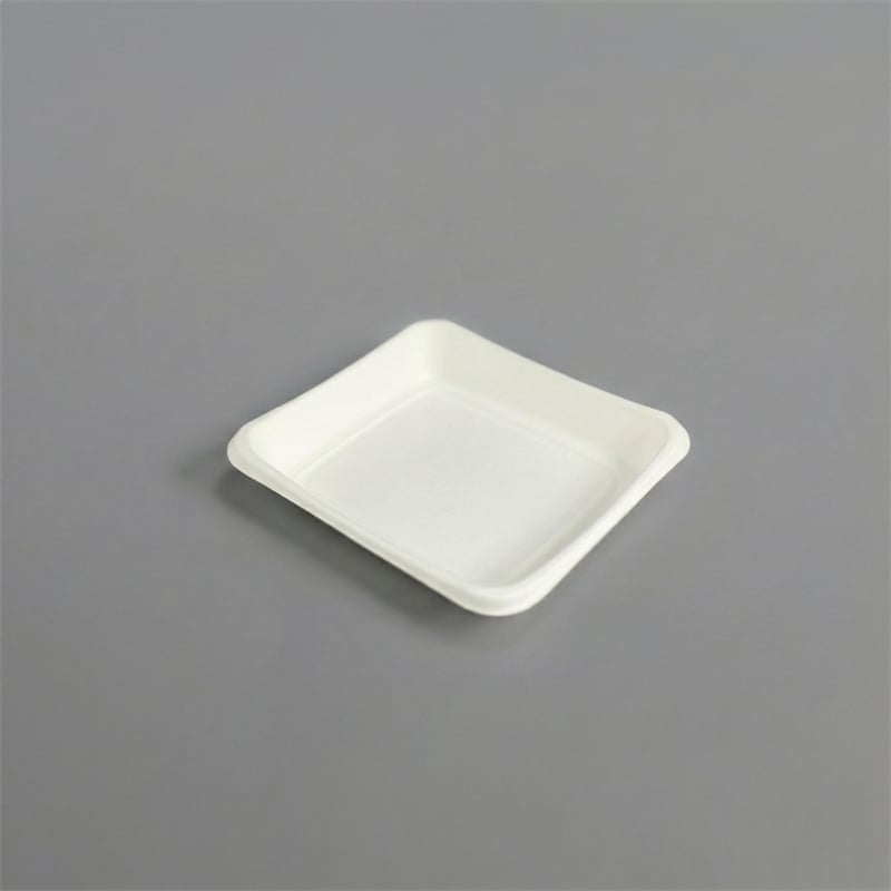 Wet Pressed Molded Fiber Square Plate With Raised Corners