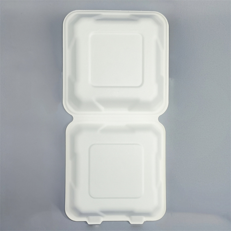 Wet-Pressed Molded Fiber Square Clamshell Container