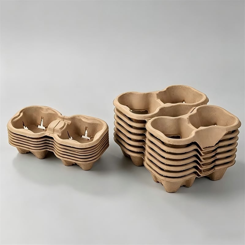 2-Cavity Tear-Apart Dry-Pressed Pulp Cup Carrier