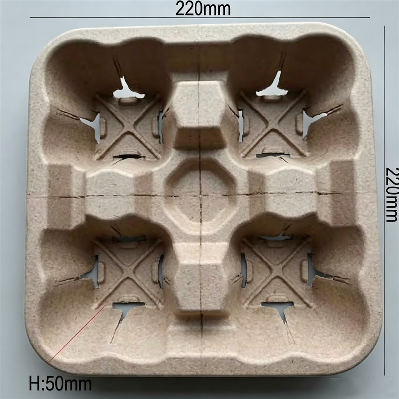 4-Cavity Tear-Apart Dry-Pressed Pulp Cup Carrier