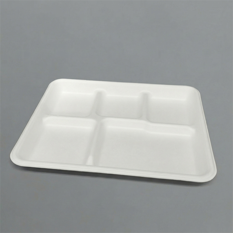 Eco-Friendly Wet-Pressed Paper Pulp 5-Compartment Tray