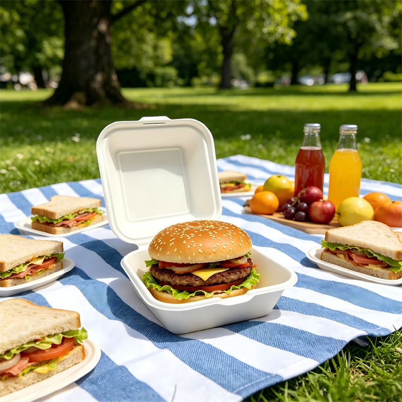 Compostable Molded Fiber Clamshell Burger Box