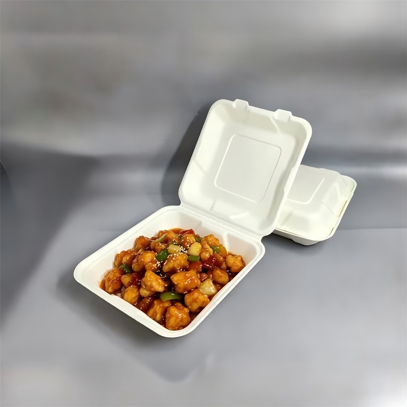 Wet-Pressed Molded Fiber Square Clamshell Container