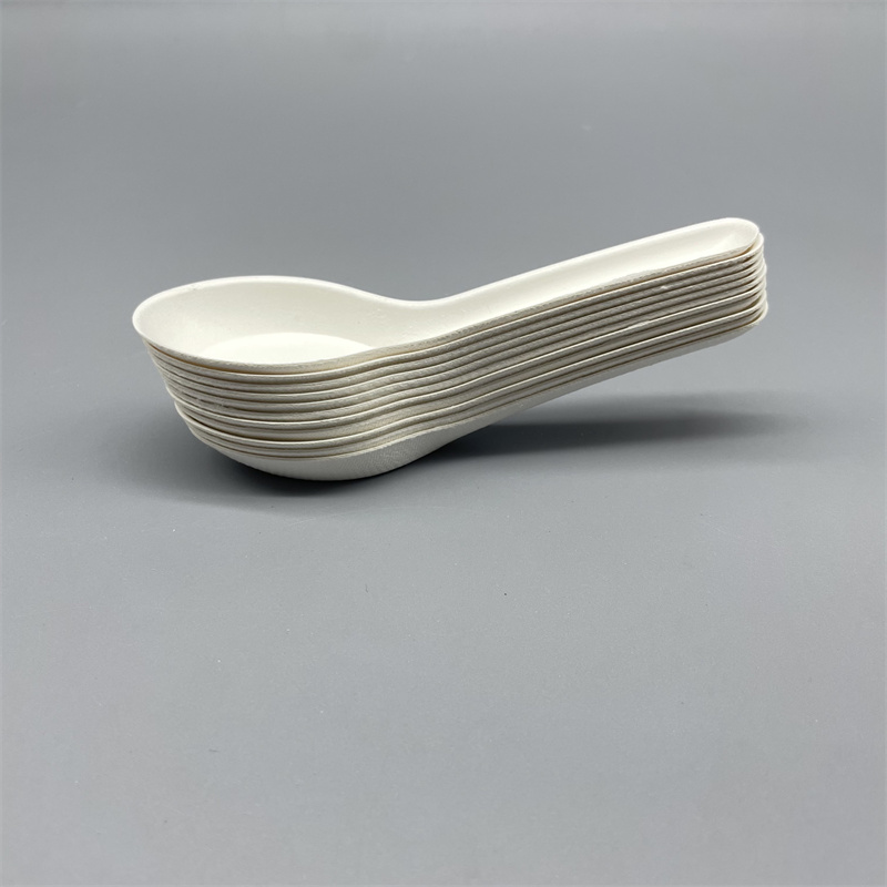 Jumbo Compostable Molded Pulp Spoon for Ice Cream Yogurt Soup