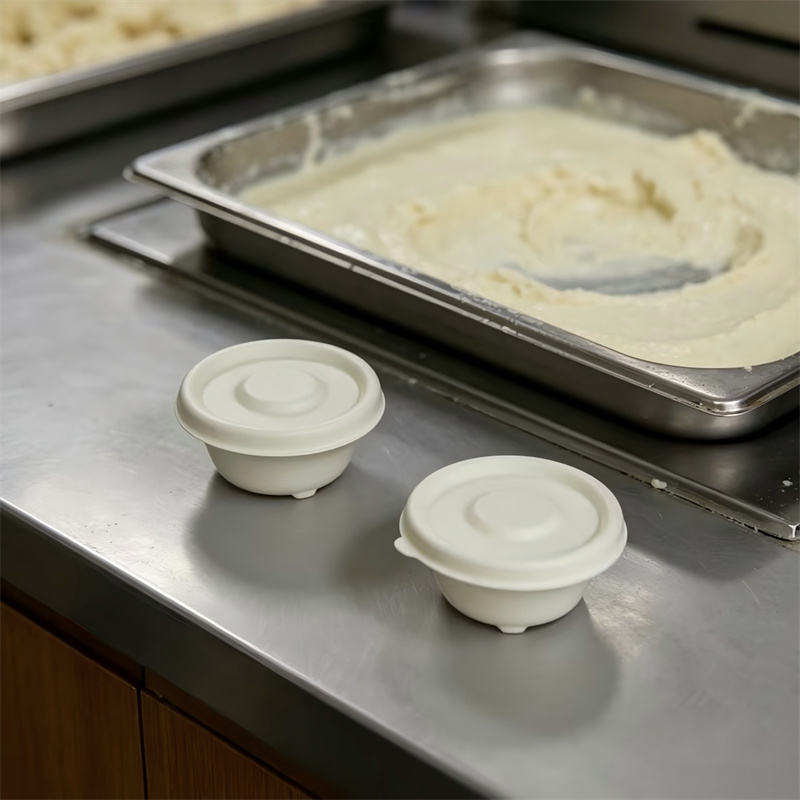 100% Compostable Molded Fiber Sauce Cup & Lid Set