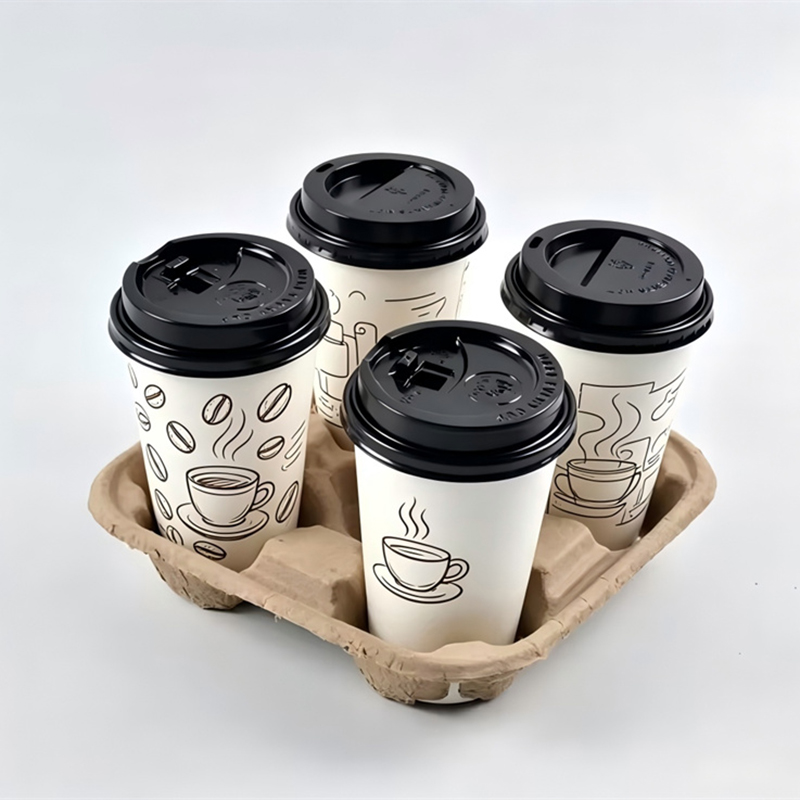 4-Cavity Tear-Apart Dry-Pressed Pulp Cup Carrier