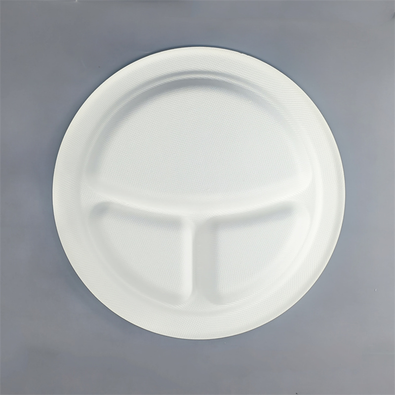 Compostable 3-Compartment Molded Fiber Plate 10 Inch