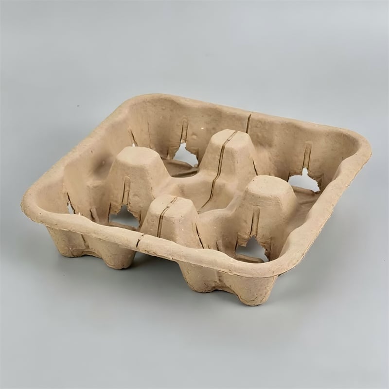 4-Cavity Tear-Apart Dry-Pressed Pulp Cup Carrier