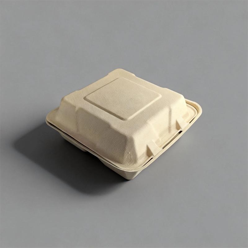 Eco-friendly Molded Pulp 3-Compartment Clamshell Lunch Box