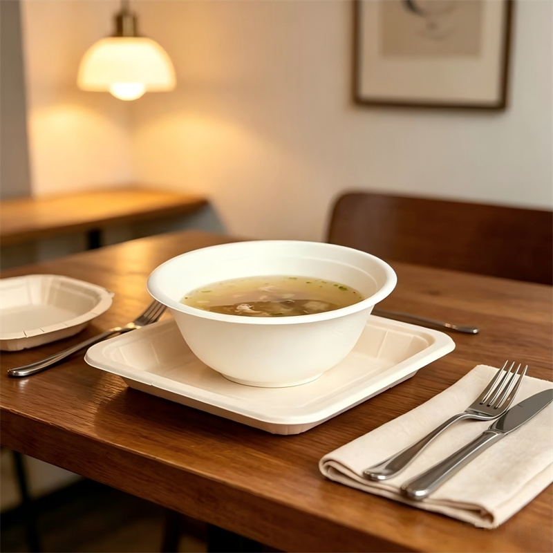 Compostable  Wet-Pressed Molded Fiber Hot Soup Bowl