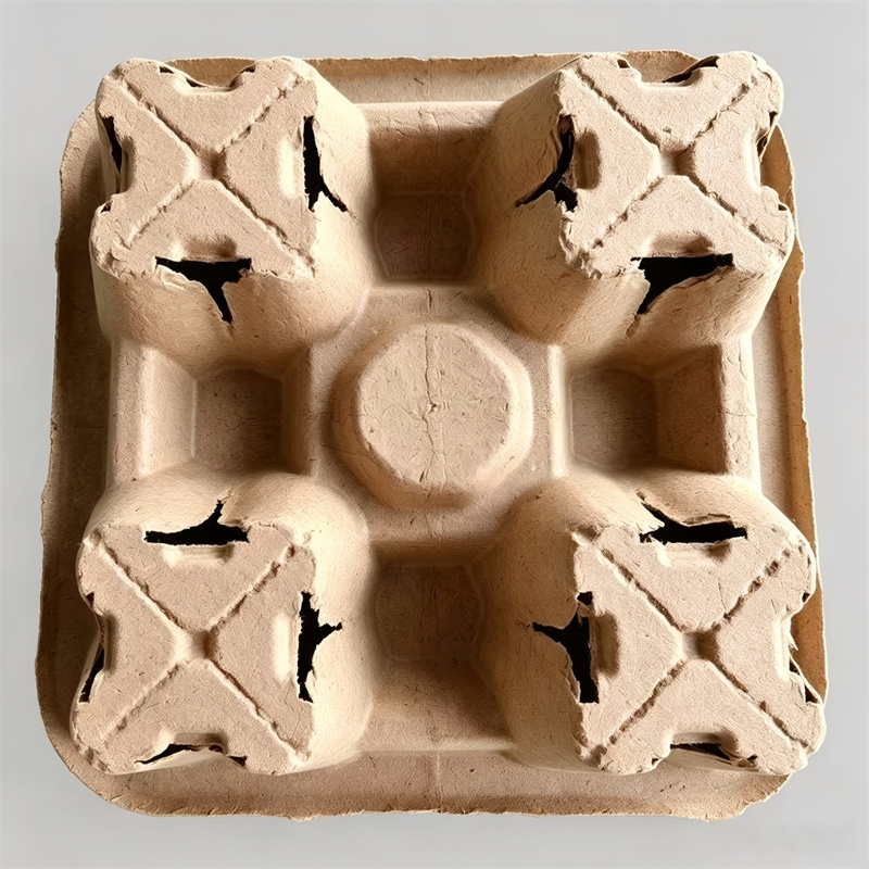 4-Cavity Tear-Apart Dry-Pressed Pulp Cup Carrier