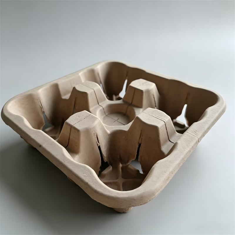 4-Cavity Tear-Apart Dry-Pressed Pulp Cup Carrier
