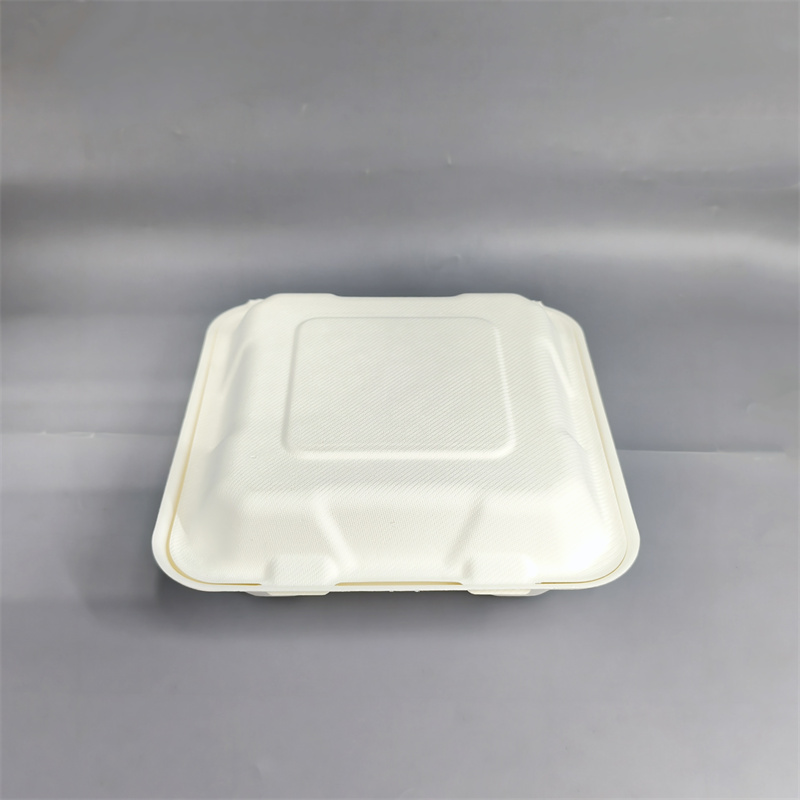 Wet-Pressed Molded Fiber Square Clamshell Container