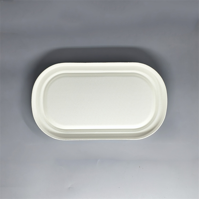 WET-PRESSED MOLDED FIBER RECTANGULAR OVAL-EDGE FOOD CONTAINER & LID SET