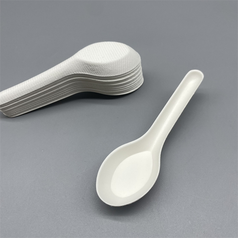Jumbo Compostable Molded Pulp Spoon for Ice Cream Yogurt Soup