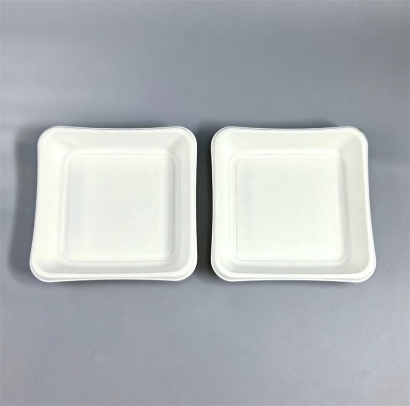 Wet Pressed Molded Fiber Square Plate With Raised Corners