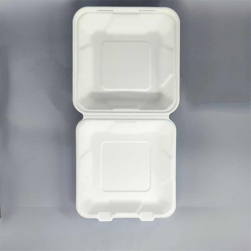 Wet-Pressed Molded Fiber Square Clamshell Container