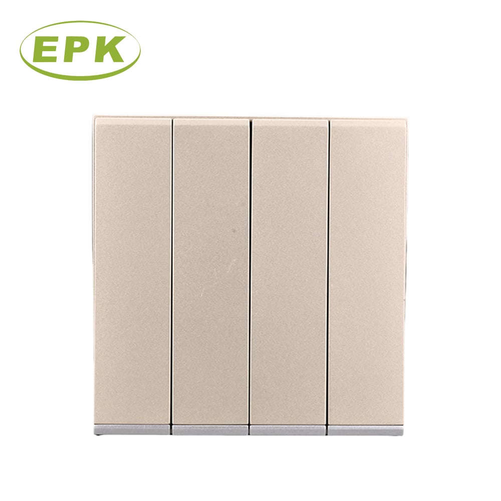 Suis Lampu Dinding Onyx Siri 2041 4 Kumpulan 1 Hala, 10A 250V Piawaian British BS 3676 IEC 60669 Mematuhi, Panel PC Tahan Api dengan Terminal Tembaga, Suis Rocker Empat Mewah Pemasangan Rata 86mm x 88mm