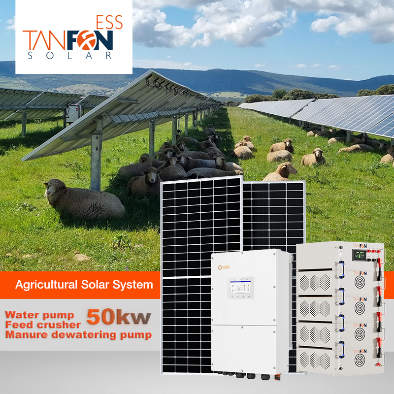 sistema híbrido solar industrial de 50 kW + almacenamiento en baterías
